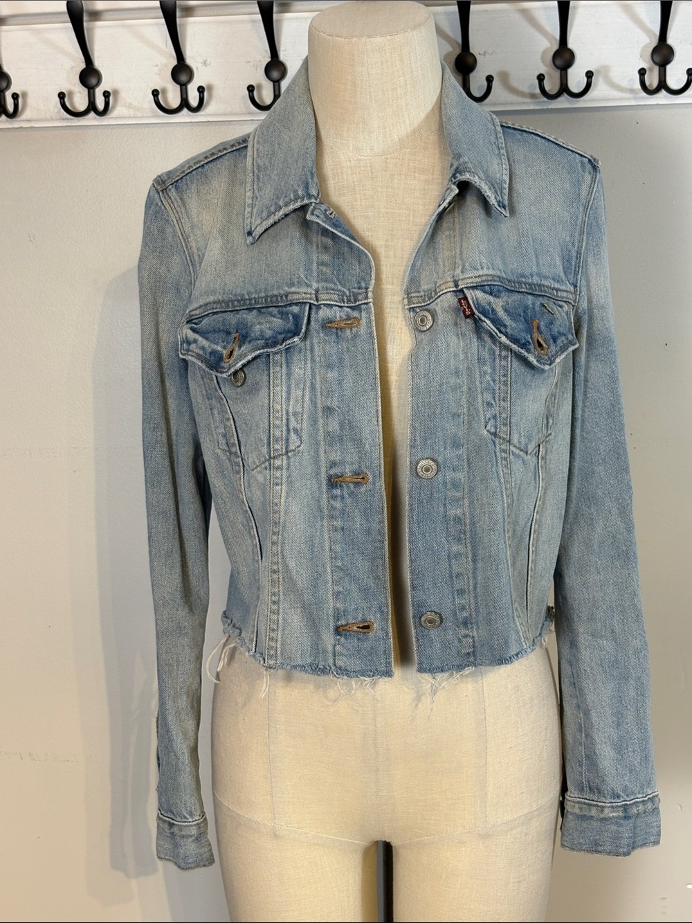 Levi's Light Blue Faded Denim Jacket with Red Tab embellished with studed detail